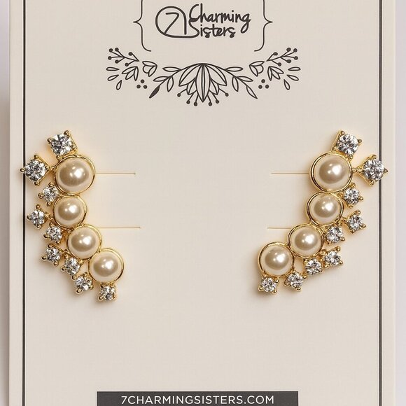 7 Charming Sisters Rose Gold "Never Doubt Yourself Earrings" Climber Style - Picture 7 of 7